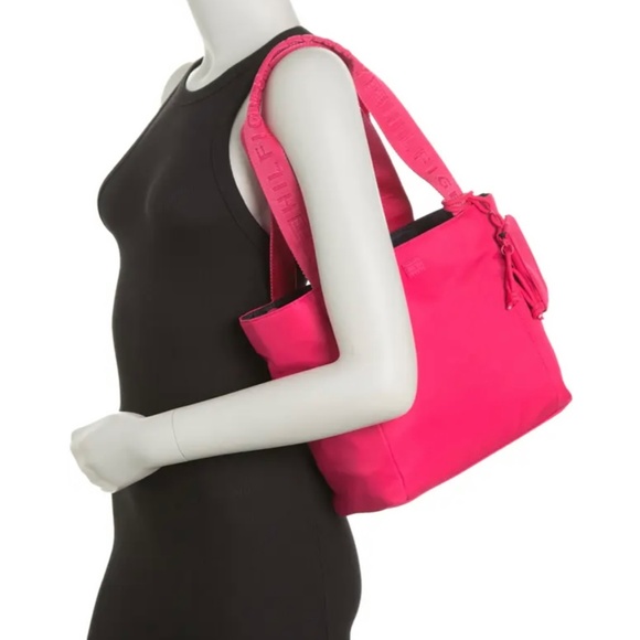 Tommy Hilfiger® Erin II Convertible Shopper w/ Pouch Pink Cherry Print Nylon NEW - Picture 4 of 5